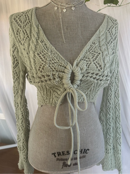 Cider Tops - Cider Sage Open-Knit Sweater Top